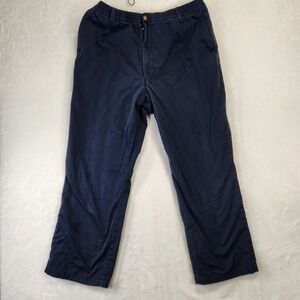 Habands Ice House Flannel Lined Slacks Mens 36M Navy Blue Relaxed Fit Pants